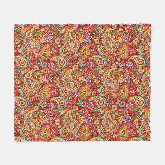 Trippy Hippy Paisley Fleece Blanket (Voorkant (Horizontaal))