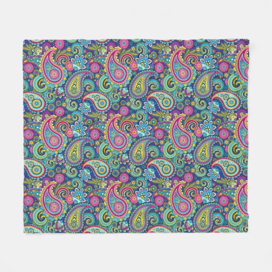 Trippy Hippy Paisley Fleece Blanket (Voorkant (Horizontaal))