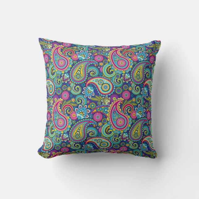 Trippy Hippy Paisley Throw Pillow Kussen (Voorkant)