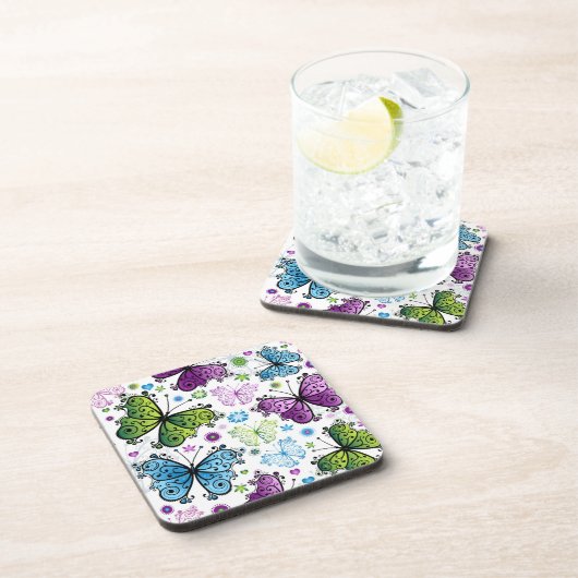 Trippy Hippy Retro Butterfly Bier Onderzetter (Rechterzijde)