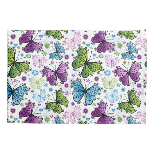 Trippy Hippy Retro Butterfly Kussensloop (Achterkant)