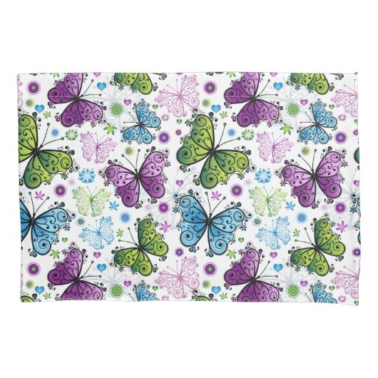 Trippy Hippy Retro Butterfly Kussensloop (Voorkant)