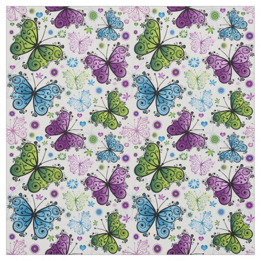 Trippy Hippy Retro Butterfly Stof (Swatch)
