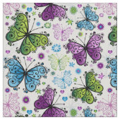 Trippy Hippy Retro Butterfly Stof (Close Up)