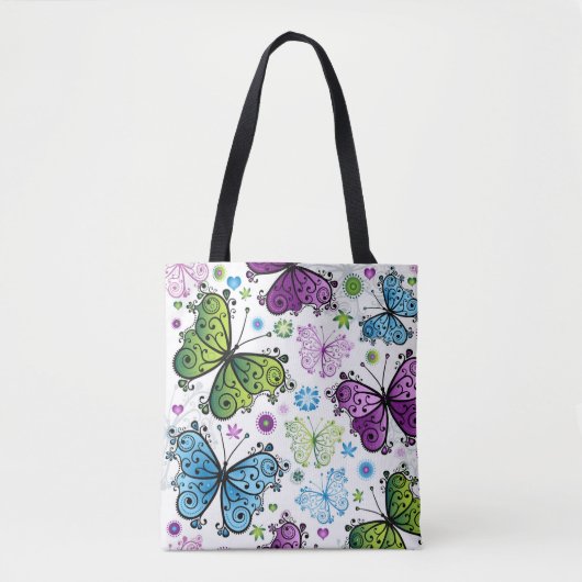 Trippy Hippy Retro Butterfly Tote Bag (Voorkant)