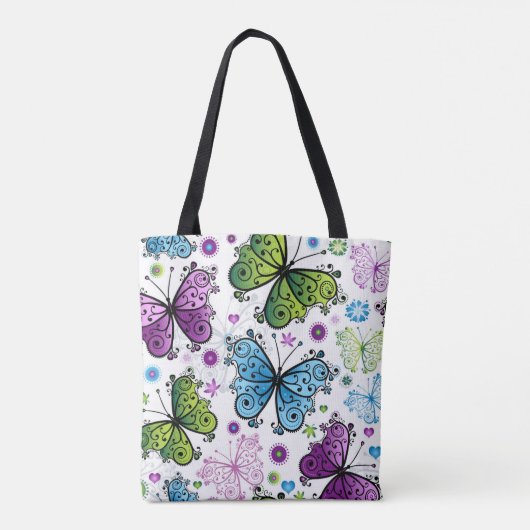 Trippy Hippy Retro Butterfly Tote Bag (Achterkant)