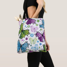 Trippy Hippy Retro Butterfly Tote Bag