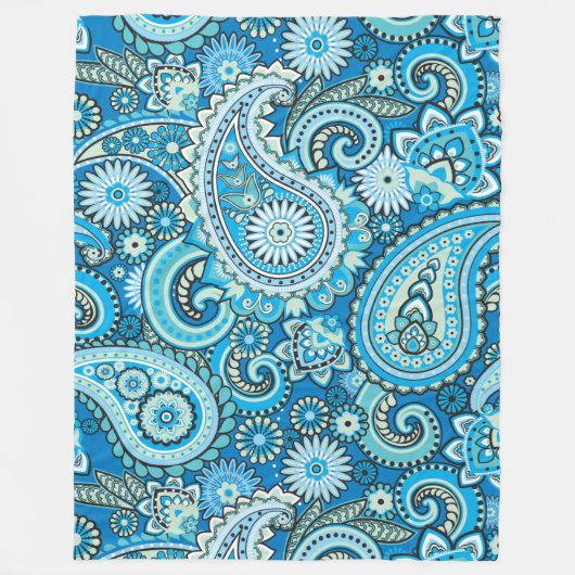 Trippy Hippy Retro Paisley Fleece Deken (Voorkant)