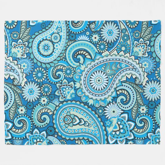 Trippy Hippy Retro Paisley Fleece Deken (Voorkant (Horizontaal))