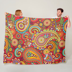 Trippy Hippy Retro Paisley Fleece Deken
