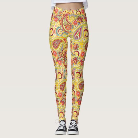 Trippy Hippy Retro Paisley Leggings (Voorkant)