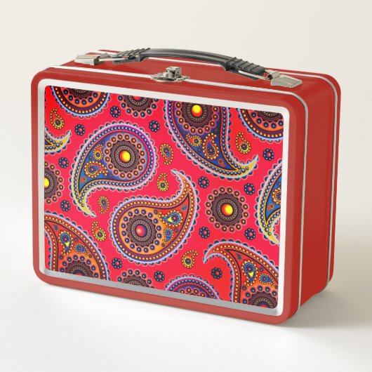 Trippy Hippy Retro Paisley Metalen Lunchbox (Voorkant)