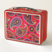 Trippy Hippy Retro Paisley Metalen Lunchbox (Achterkant)