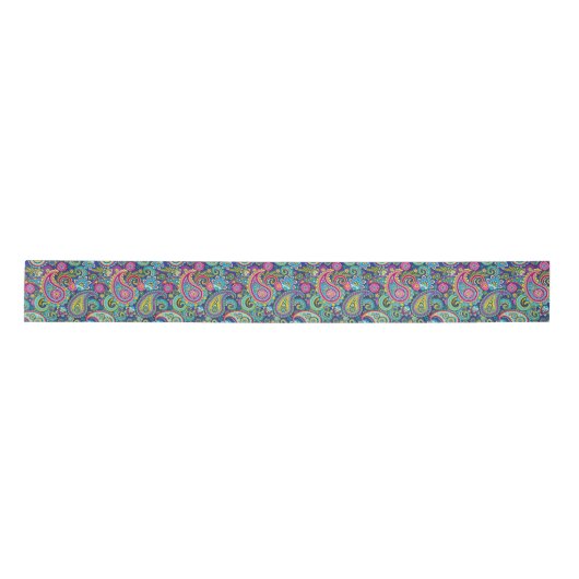 Trippy Hippy Retro Paisley Satijnen Lint (Voorkant)