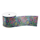 Trippy Hippy Retro Paisley Satijnen Lint (Spoel)