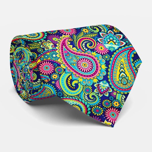 Trippy Hippy Retro Paisley Stropdas (Opgerold)