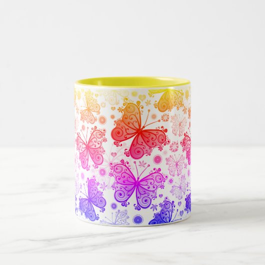 Trippy Hippy Retro Paisley Two-Tone Coffee Mok (Center)