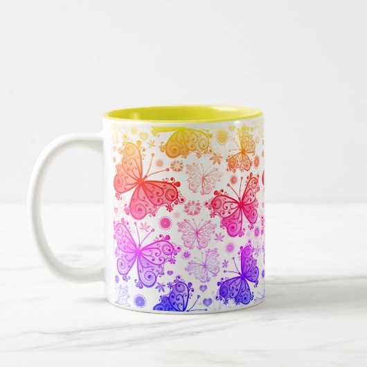 Trippy Hippy Retro Paisley Two-Tone Coffee Mok (Links)