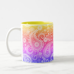 Trippy Hippy Retro Paisley Two-Tone Coffee Mok