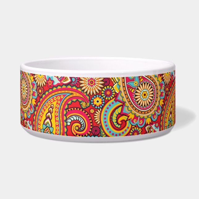Trippy Hippy Retro Paisley Voerbakje (Voorkant)