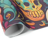 Trippy Hippy Schedel Kleurrijke Patroon Psychedeli Cadeaupapier (Rol Hoek)