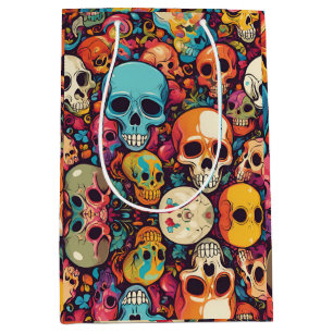 Trippy Hippy Schedel Kleurrijke Patroon Psychedeli Medium Cadeauzakje