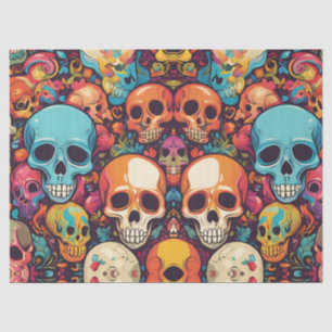 Trippy Hippy Schedel Kleurrijke Patroon Psychedeli Tissuepapier
