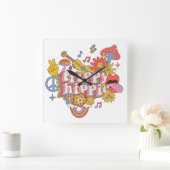 Trippy Hippy Vierkante Klok (Huis)