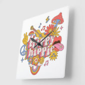 Trippy Hippy Vierkante Klok (Hoek)