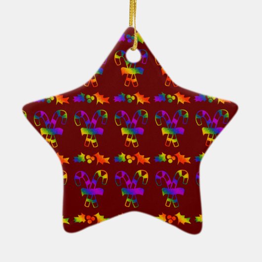 Trippy Holly Canes Keramisch Ornament (Achterkant)