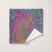 Trippy Hot Pink Abstract Retro Liquid Swirl Bad Handdoek (Wasdoekje)