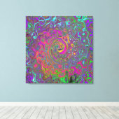 Trippy Hot Pink Abstract Retro Liquid Swirl Canvas Afdruk (Insitu (Houten vloer))