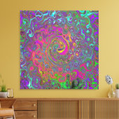 Trippy Hot Pink Abstract Retro Liquid Swirl Canvas Afdruk (Insitu (Woonkamer))