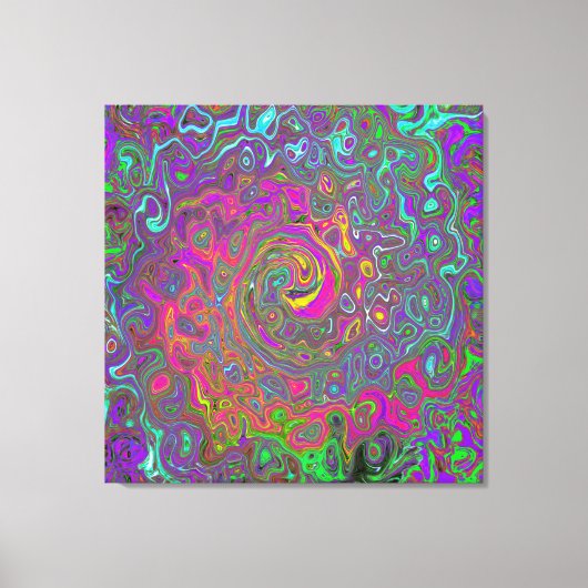 Trippy Hot Pink Abstract Retro Liquid Swirl Canvas Afdruk (Voorkant)