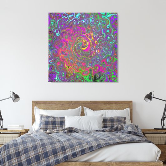 Trippy Hot Pink Abstract Retro Liquid Swirl Canvas Afdruk (Insitu (Slaapkamer))
