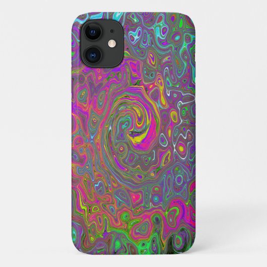 Trippy Hot Pink Abstract Retro Liquid Swirl Case-Mate iPhone Case (Achterkant)