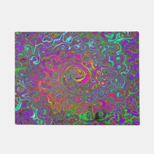 Trippy Hot Pink Abstract Retro Liquid Swirl Deurmat (Voorkant)