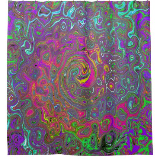 Trippy Hot Pink Abstract Retro Liquid Swirl Douchegordijn (Voorkant)