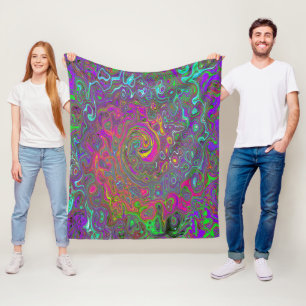 Trippy Hot Pink Abstract Retro Liquid Swirl Fleece Deken