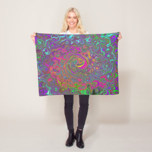 Trippy Hot Pink Abstract Retro Liquid Swirl Fleece Deken
