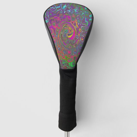 Trippy Hot Pink Abstract Retro Liquid Swirl Golfheadcover (Voorkant)