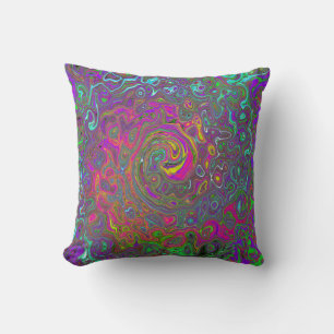 Trippy Hot Pink Abstract Retro Liquid Swirl Kussen