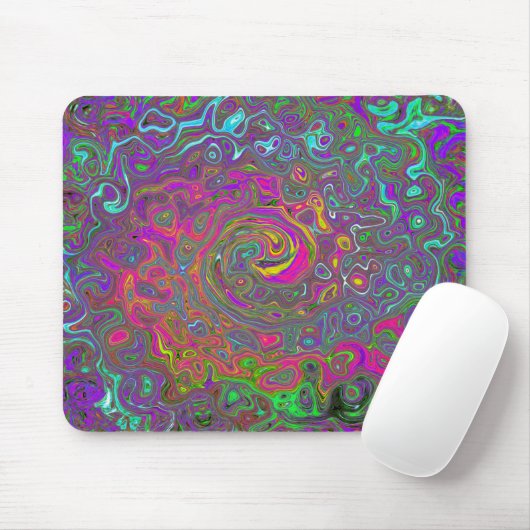 Trippy Hot Pink Abstract Retro Liquid Swirl Muismat (Met muis)