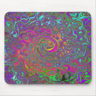 Trippy Hot Pink Abstract Retro Liquid Swirl Muismat