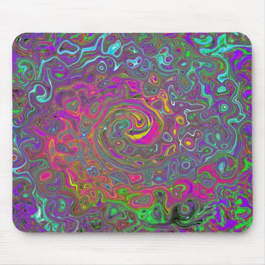 Trippy Hot Pink Abstract Retro Liquid Swirl Muismat (Voorkant)
