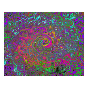 Trippy Hot Pink Abstract Retro Liquid Swirl Perfect Poster