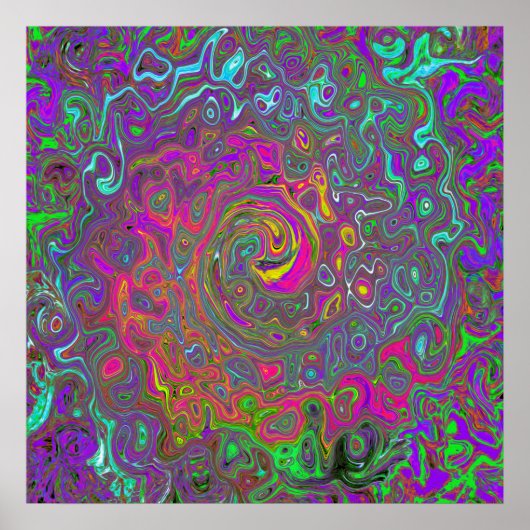 Trippy Hot Pink Abstract Retro Liquid Swirl Poster (Voorkant)