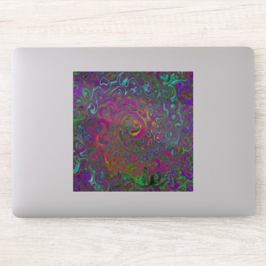 Trippy Hot Pink Abstract Retro Liquid Swirl Sticker (Computer)