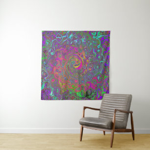Trippy Hot Pink Abstract Retro Liquid Swirl Wandkleed