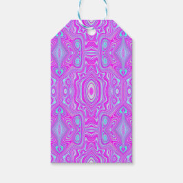 Trippy Hot Pink en Aqua Blue Abstract Patroon Cadeaulabel